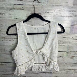 Tularosa white tie front cropped blouse medium gold white top